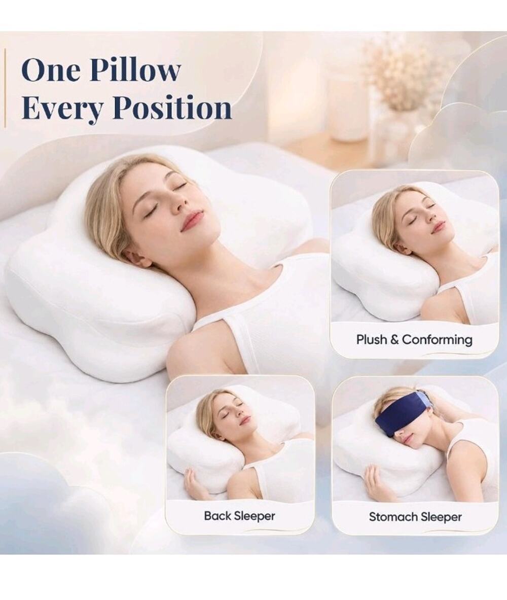 New Cloud Pillow, Ergonomic Memory Foam Pillow, Adjustable Cervical Neck Supp...